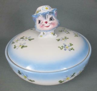 Lefton Esd Japan " Miss Priss " Cat Kitten Covered Dish/ Bowl Mr8172