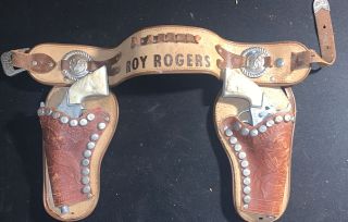 Roy Rogers Leather Holster & Cap Gun Set Vintage Rare