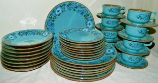Vintage Taylor Smith Taylor Azura 40 Pc Set Turquoise Blue Plates Bowls Cups