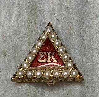 Sigma Kappa Sorority Pin - 10k Gold With Pearls