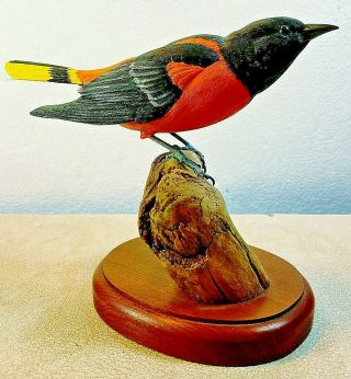 Vintage 1982 Robert & Virginia Warfield Carved Basswood Baltimore Oriole 6 1/2 "
