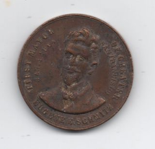 1904 Copper Political Medal Of Mayor Eugene Schmitz Of San Francisco & City Hall