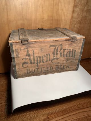 Rare,  Vintage 1914 Alpen Brau Wooden Beer Case / Crate.