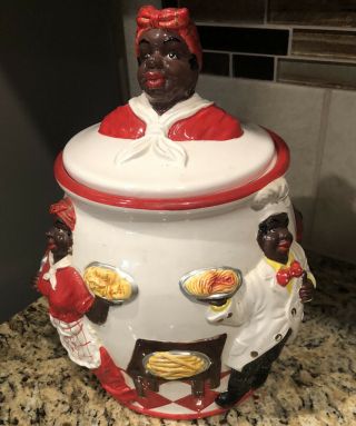 Vintage Black American Hand Painted Kmc Cookie Jar Rare Ecu