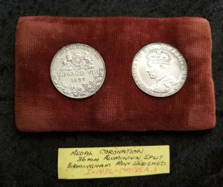 Very Scarce 1937 Coronation King Edward Viii 36mm Split Aluminium Medal