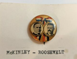 1900 William Mckinley Teddy Theodore Roosevelt 7/8 " Pin Pinback Button Political