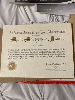 Apollo 11 Nasa Vintage " Apollo Achievement Award " Dated July 20,  1969