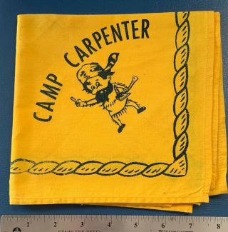Vintage Camp Carpenter Boy Scout Neckerchief Daniel Webster Council Bsa Yellow