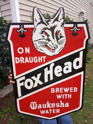 Vintage Fox Head Double sided Hanger Porcelain sign (1940 ' s) 36 INCH SCARCE 2