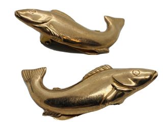 Vintage Mid - Century Modern 14k Rose Gold Asian Carp/koi Fish Clip Earrings