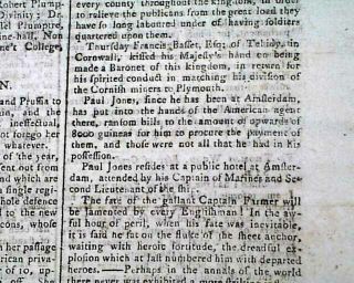 Battle Of Minisink York & John Paul Jones 1779 Revolutionary War Newspaper