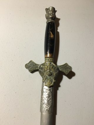 Fraternal Knights Of Columbus Sword With Scabbard Etched Blade