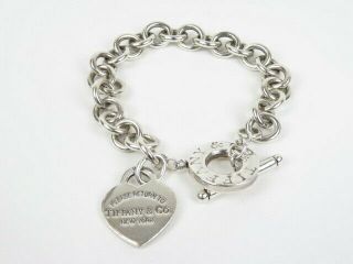 Authentic Tiffany & Co.  Return To Bracelet Heart Ag925 Silver Vintage R10273