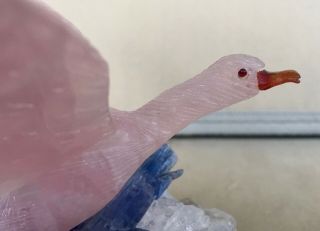 Rose Quartz Goose on Kyanite 5 