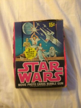(9) Vintage 1977 Topps Star Wars Series 3 Wax Pack Plus Display Box