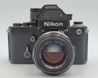 Vintage Nikon F2 35mm Film Slr Black Body Camera With Nikkor 50mm F/1.  4 Lens
