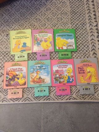 1986 Vintage Big Bird Story Magic Books And Cassettes,