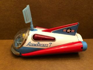 Vintage Modern Toys (japan) Battery Operated Atom Rocket 7 Pilot Space Ship