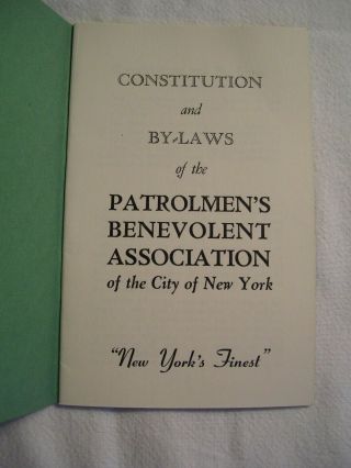 1954 York City Patrolmen ' s Benevolent Association Constitution & By - Laws 3