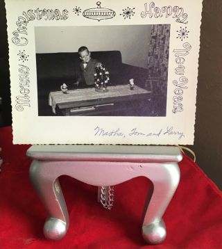 Vintage Black And White Photo Christmas Greeting Card Little Boy