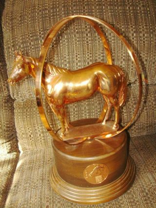 Aqha World Globe Horse Trophy,  2007,  17 " X 12 " Copper Color Last One,