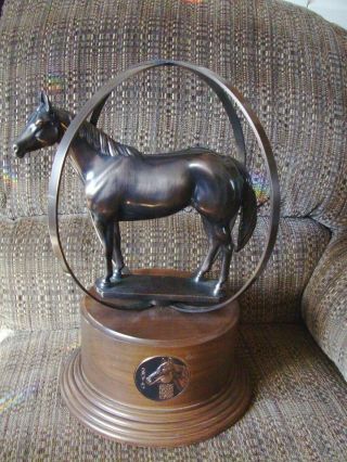Aqha World Globe Horse Trophy,  2010,  17 " X 12 " Bronze Color,