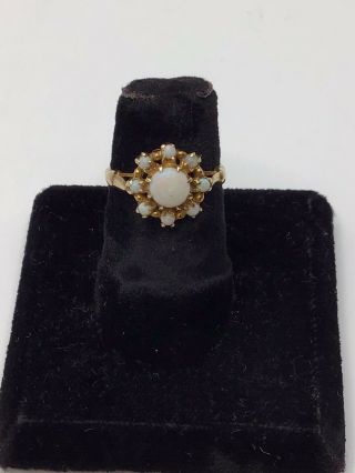 Vintage Opal Cluster Ring - 10k Yellow Gold - Size 4.  5