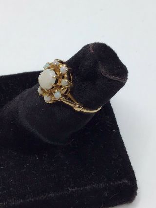 Vintage Opal Cluster Ring - 10K Yellow Gold - Size 4.  5 2