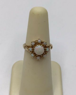 Vintage Opal Cluster Ring - 10K Yellow Gold - Size 4.  5 3