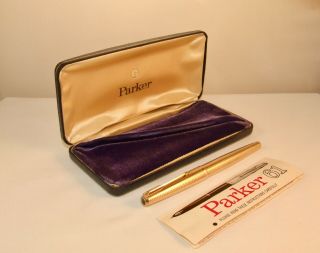 Vintage Parker 61 Consort Insignia Fountain Pen - Rolled Gold - Rare & Boxed