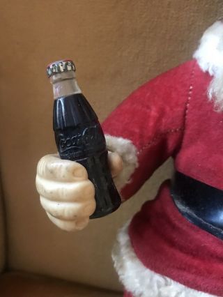 Vintage 1950 ' s Rushton Company Coca - Cola Santa Claus Rubber Face Holding Bottle 3