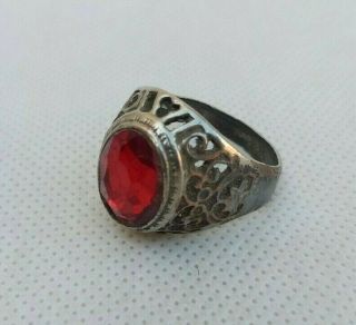 Rare Extremely Ancient Bronze Viking Ring Red Stone Artifact Authentic