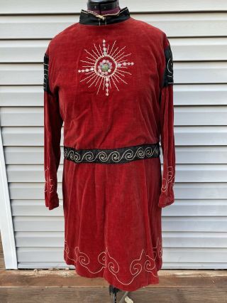 Antique Odd Fellows Red Velvet Jeweled Robe All Seeing Eye Costume Regalia