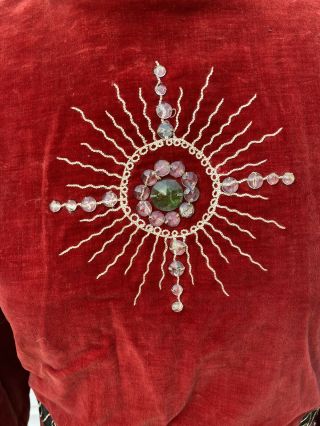 ANTIQUE ODD FELLOWS Red Velvet Jeweled Robe All Seeing Eye Costume REGALIA 3