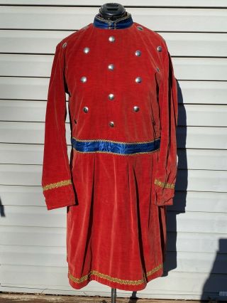 Antique Odd Fellows Red Velvet Robe Guard Regalia Medieval Costume