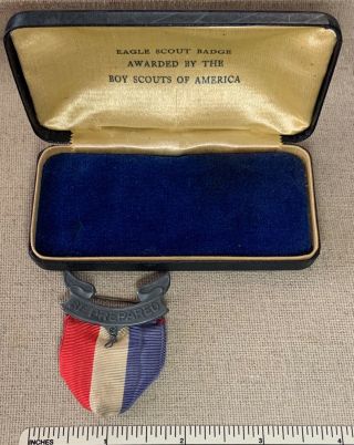 Vintage 1950s Eagle Scout Scroll & Ribbon Only W/ Case - Boy Scouts Award Medal