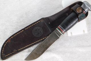 Vtg Boy Scout Remington Dupont Rh 51 Hunting Knife W/ Leather Sheath Holster