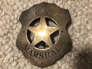 Vintage Antique Us Marshal Badge Patina Clasp Heavy Rare Star United States