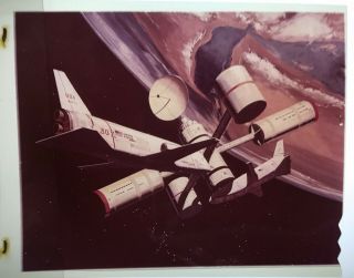 Space Shuttle / Orig 4x5 Nasa Issued Transparency - 1969 Art Concept W/station