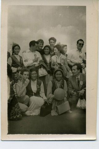 1957 Moscow Youth Festival Folk Ethnic Uzbek Girls Russian Vintage Photo