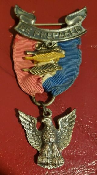 Vintage Boy Scouts Be Prepared Sterling Silver Eagle Medal