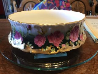 Antique Vintage T & V Limoges Floral Roses Bowl Artist Signed Ris