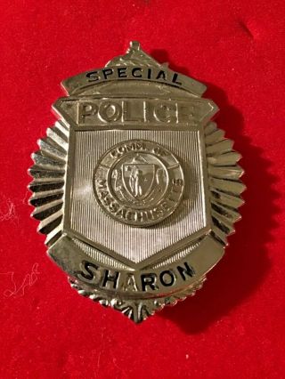 Vintage Sharon,  Ma Special Police Claimshell Style Badge - Hallmarked Blackinton