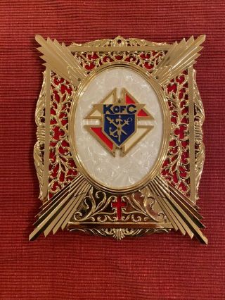 Vtg Knights Of Columbus Memorial Plaque Inlay Pearl Gold 8 "