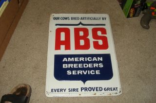 Vintage American Breeding Service Metal Sign Made By Stout Sign Co.  Abs Global