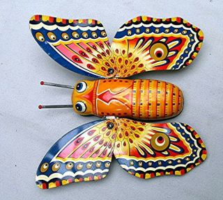 Vintage Tin Wind - Up Butterfly Toy - - Japan