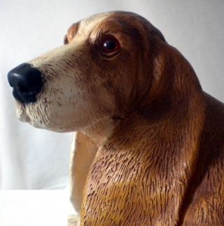 Vintage 1983 Pristine Basset Hound Dog Sculpture/ Figurine From Homco Artisan 