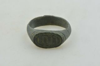 Greco - Roman Intaglio Bronze Ring 200 Bc - 200 Ad Sz 4 1/2