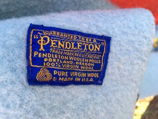 Vintage Pendleton Wool Blanket Blue w Stripes 60X86 Rainier National Park Series 2