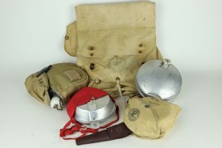 Vintage Bsa Boy Scout Haversack Yucca Pack Backpack Canteen Mess Kit Utensil Set